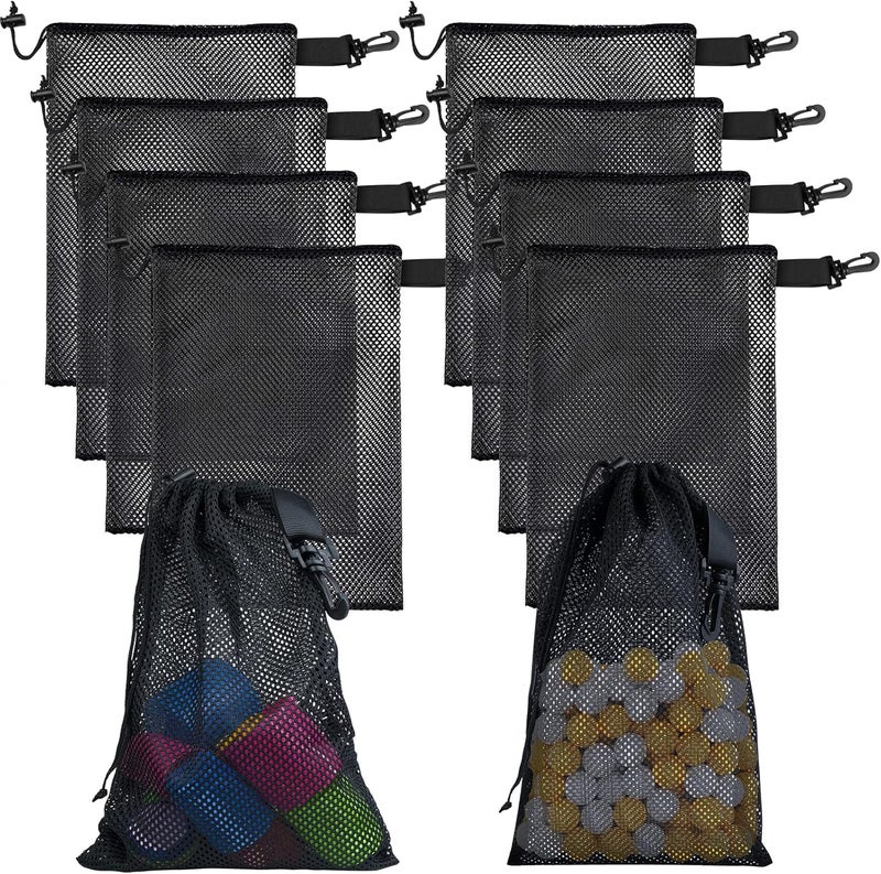 Riuog 10 PCS With Clips Mesh Drawstring Bags, Portable Nylon Storage Bags for toy,Sports Storage,Outdoor activities etc. (7.9x11.8in) - Image 1